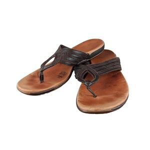 Merrell Mahogany Thong Sandals Women Size 8 Brown Leather Comfort Flip Flops